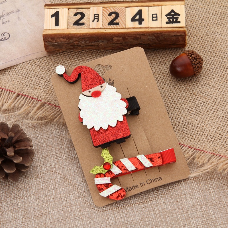 New Cute Christmas Suit Barrettes Christmas Elk Old Man Hairpin Creative Decoration Duckbill Clip Wholesale