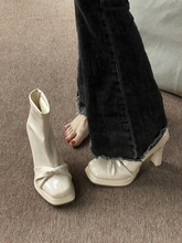 时尚韩系小踝靴法式高跟鞋2024年新款短靴子女秋冬季网红瘦瘦靴潮