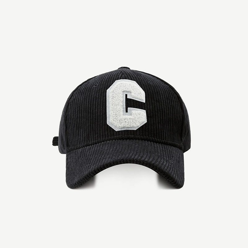 Baseball Cap for Women Autumn and Winter New Corduroy Sports C Letter Internet Celebrity Outdoor Same Style Men's Hard Top Peaked Cap