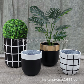 北欧ins玻璃钢花瓶室内花艺绿植酒店别墅样板房商场美陈落地摆件