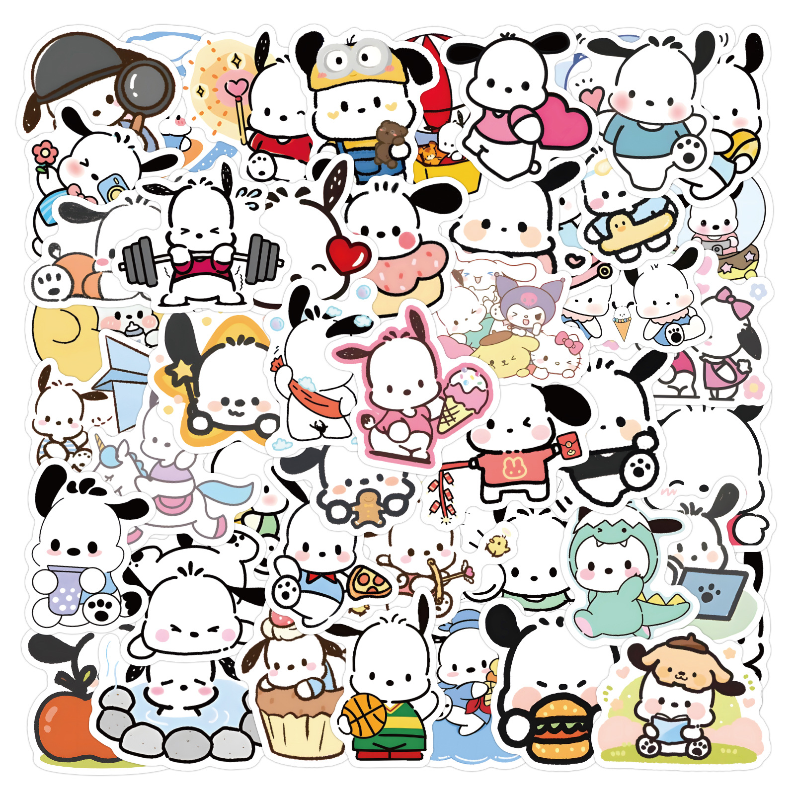 60张新款卡通帕恰狗可爱涂鸦贴纸装饰滑板车吉他个性防水贴纸批发