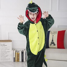 绿恐龙睡衣男童动物幼儿衣服冬季动漫套装小孩冬天女秋季卡通连体