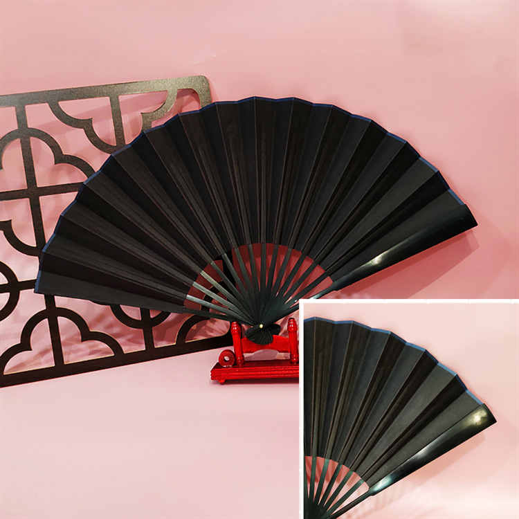 10寸头青黑骨仿真宣纸折扇 美术绘画工笔画水墨画绢布折扇