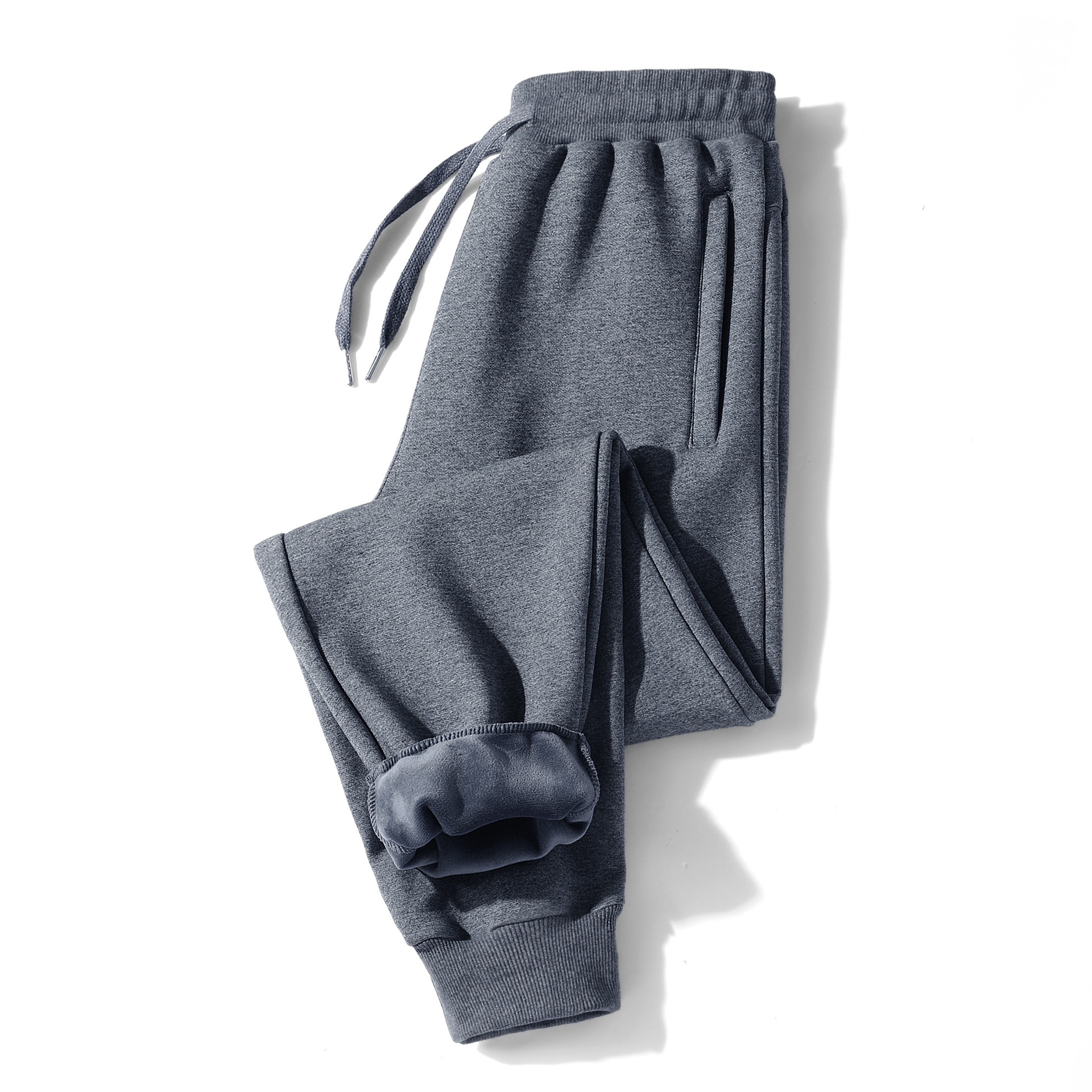 加绒加厚休闲裤男冬季羊羔绒长裤保暖直筒裤大码金丝绒男裤