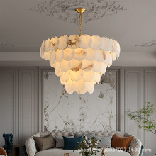现代轻奢新中式全铜客厅云石吊灯设计师简约大气卧室书房餐厅灯具