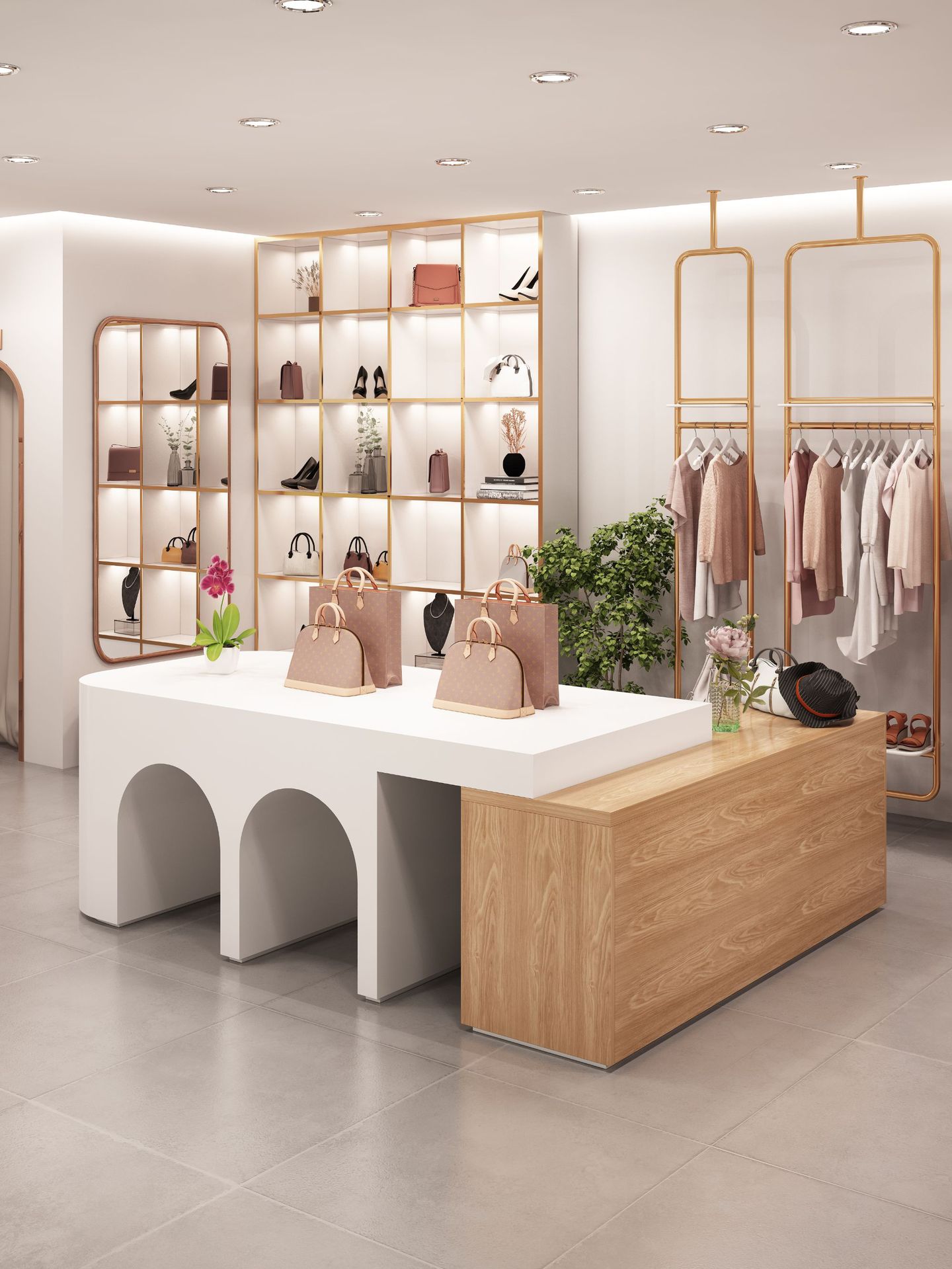 厂家批发服装店鞋店包陈列道具橱窗软装落地展示台简约中岛流水台