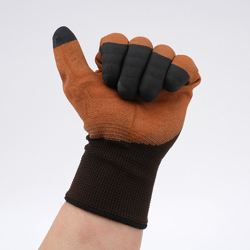 Nylon Foam Rubber Coated Gloves Breathable Nylon Styrofoam Gloves Thickened Glue-Resistant Grinding Protective Gloves