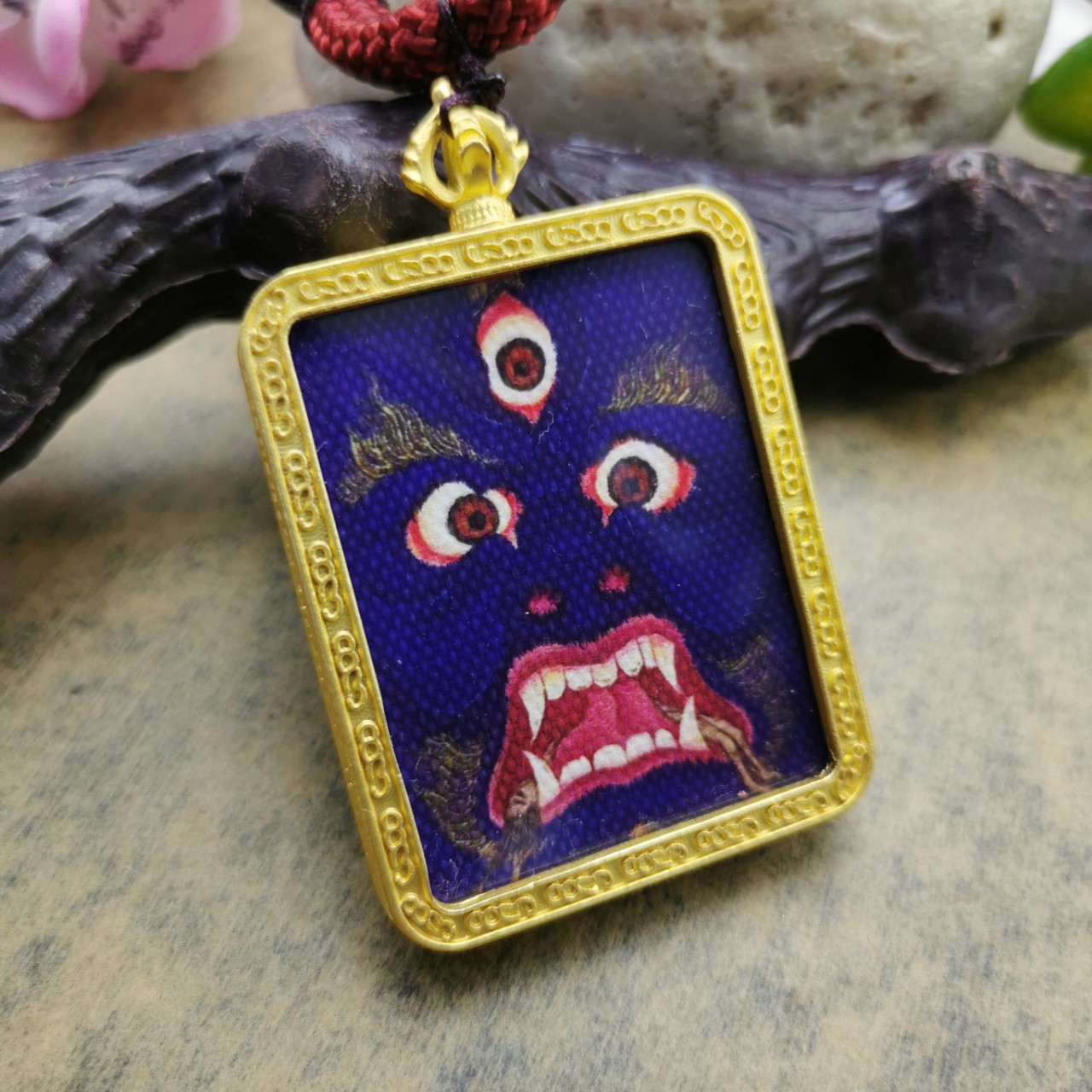 藏传佛教五姓财神唐卡吊坠黑财神佛牌绿度母波若法眼吉祥天姆挂坠