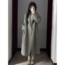 韩系感呢子大衣女2023年秋冬季宽松显瘦中长款毛呢外套
