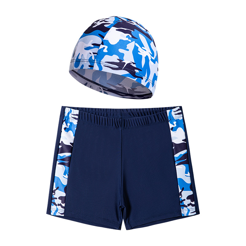 Children's Swimming Trunks Boys' Swimming Trunks Swimming Cap Suit Cartoon Printed Lace-up Swimming Trunks Boxer Swimming Trunks Children Swimming Cap