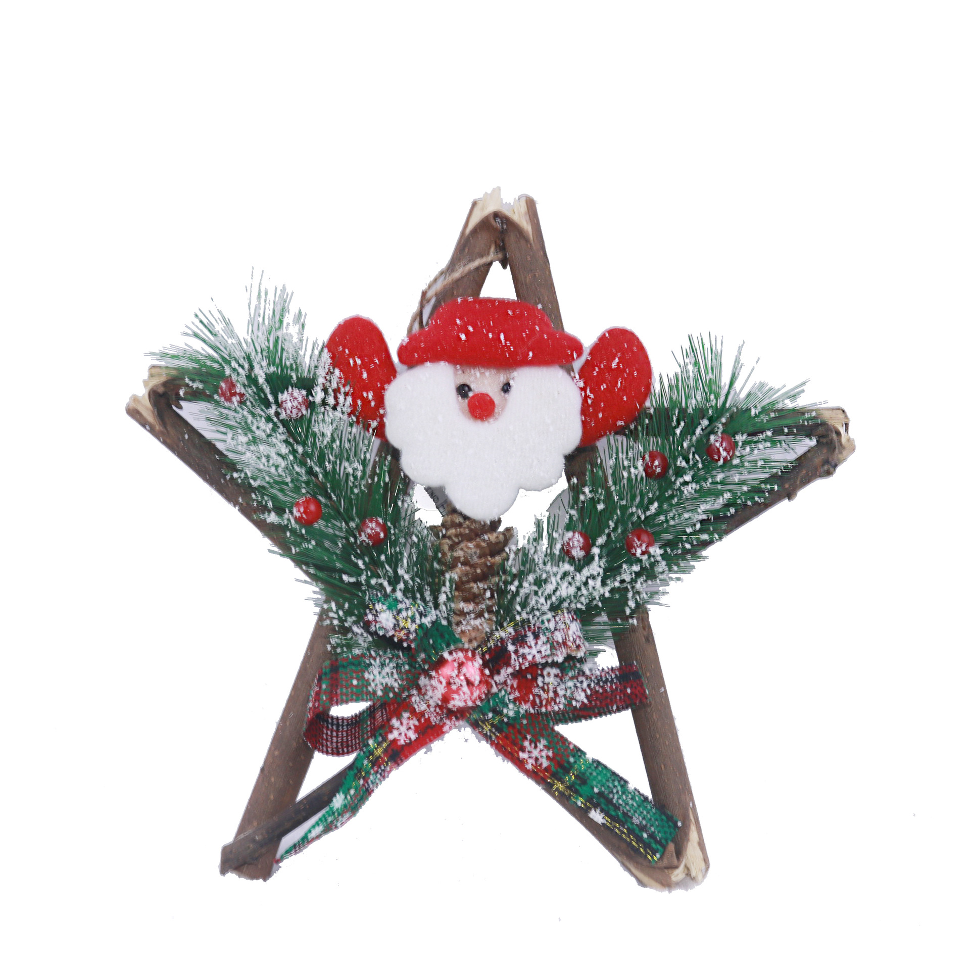 Christmas Decoration Wooden Five-Star 15/19/24cm Christmas Decoration Door Hanging Christmas Pendant Hotel Mall Layout