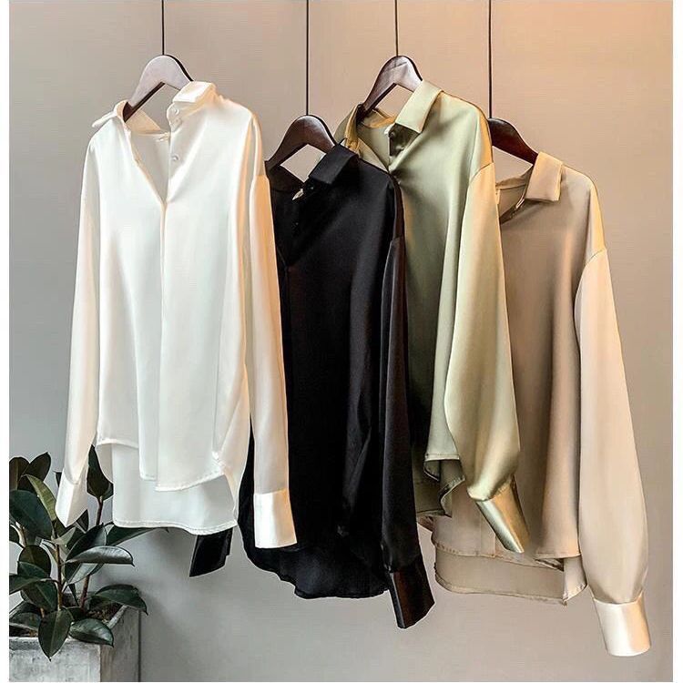 Long Sleeve Satin Shirt Women's Design Fashion 2023 Spring and Autumn New Drape Retro Hong Kong Style Loose Summer Clothes