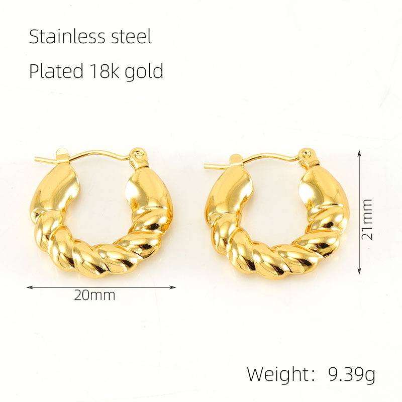 Cross-Border Hot Sale Earring with Same Kind Wholesale Stainless Steel Gold Plated European and American Retro Personality High-Grade Geometric Hollow Earrings