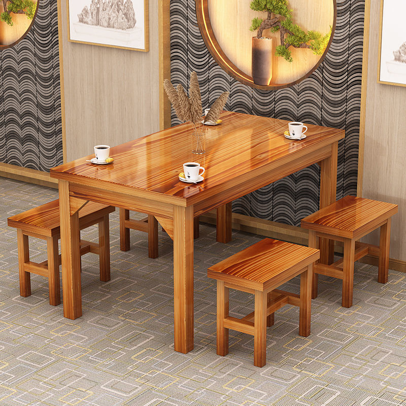 实木饭店餐桌面馆小吃店桌快餐桌椅组合实木餐馆食堂餐桌直销批发
