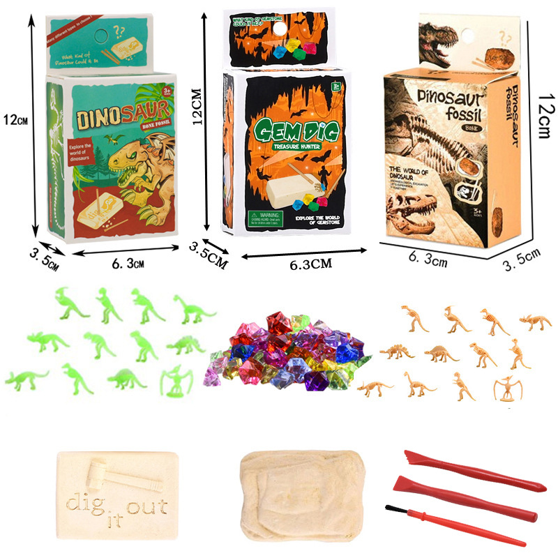 Cross-Border Dinosaur Fossil Archaeology Mining Toys Tyrannosaurus Skeleton Children's DIY Handmade Gem Excavation