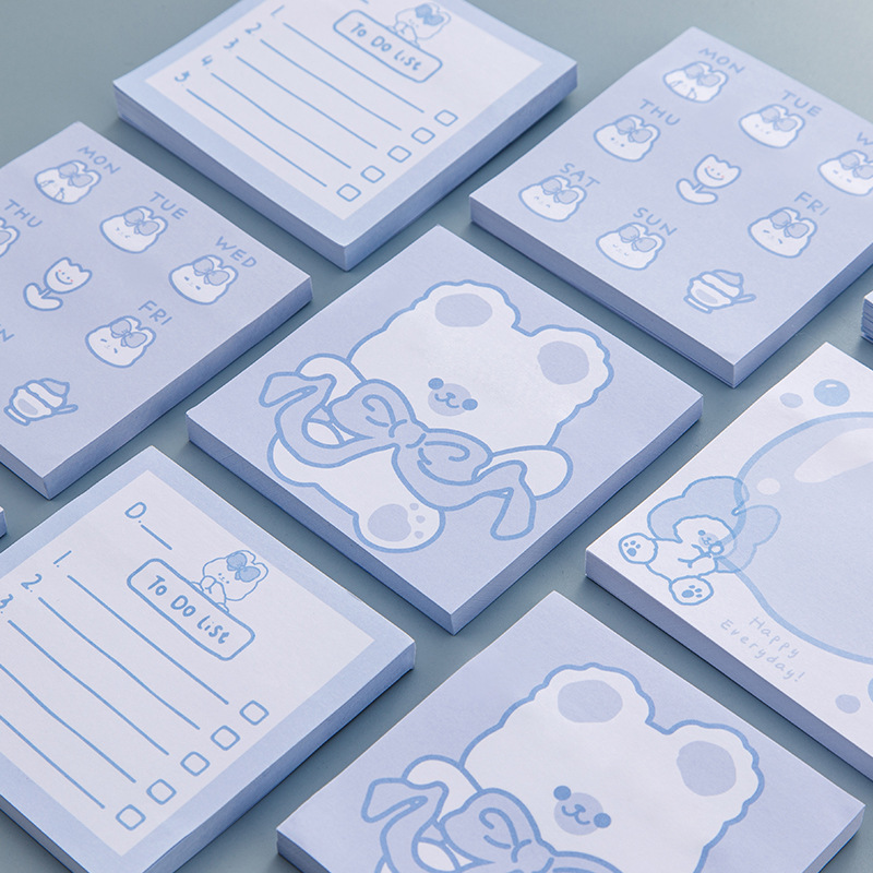 ins风创意可爱便利贴学生用有粘性熊兔手帐卡通少女记事标记贴