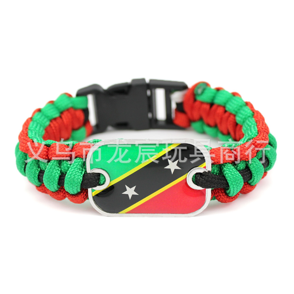 Supply Jamaica Flag Bracelet World Cup National Flag Parachute Cord Woven Bracelet Outdoor Life-Saving Bracelet