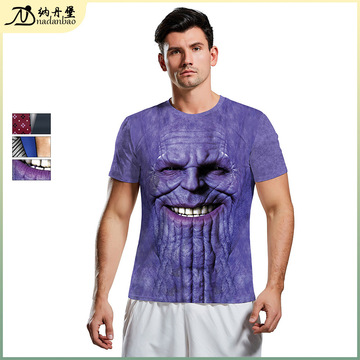 外贸跨境wish日系潮流哥斯拉印花圆领短袖男式t恤夏装宽