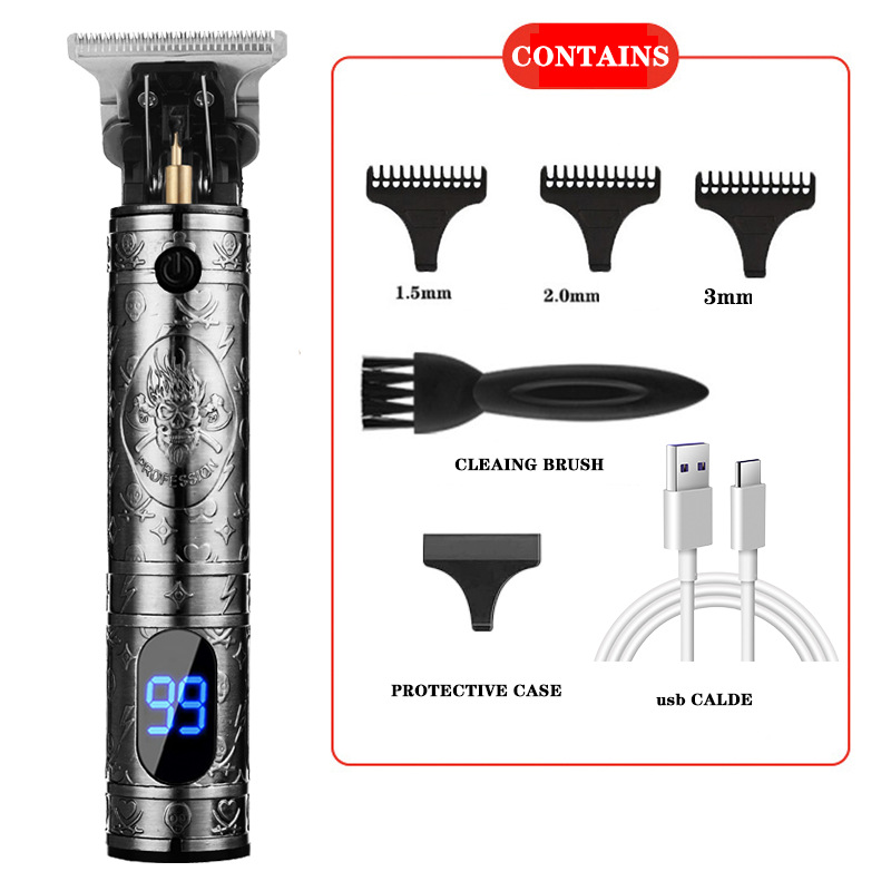 Cross-Border T9 Hair Clipper Optical Head Electric Clipper Electric Electrical Hair Cutter Oil Head Hair Clipper Carving Mark Razor Rechargeable