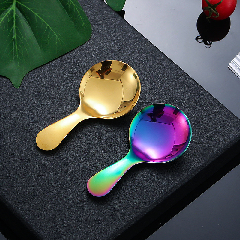 304 Stainless Steel Short Handle round Head Spoon Creative Ice Cream Dessert Spoon Tea Spoon Children Spoon Formula Milk Powder Spoon Spoon round Spoon