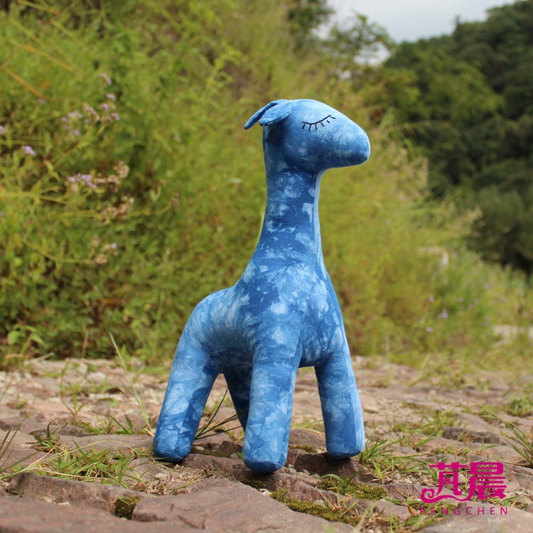 蓝染饰品手工蓝染布艺动物 扎染羊摆件(特大号)