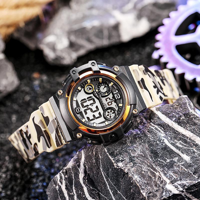 Foreign Trade Multi-Functional Sports Electronic Watch Trendy Teen Student Outdoor Drop-Resistant Waterproof Camouflage Mechanical Watch