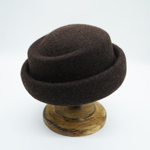 日系复古白色黑色棕色驼色羊毛呢贝雷帽女秋冬法式优雅卷边小礼帽