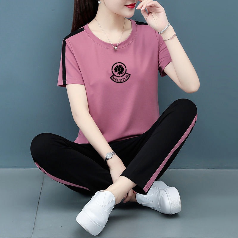 纯棉运动服套装女亚马逊跨境2021新款开衫两件套大码潮网红时尚套装女