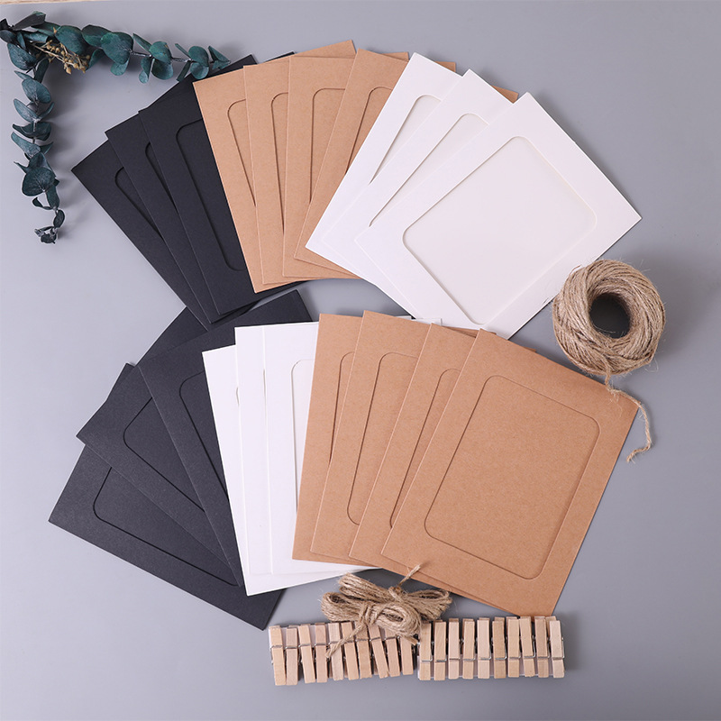 创意卡纸相框夹子纸质装饰画框长方形悬挂照片墙5寸6寸7寸diy手工