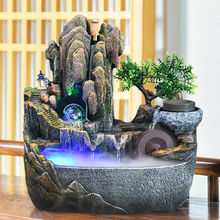 假山流水喷泉客厅装饰品风水轮鱼缸造景办公室桌上摆件礼品