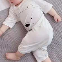 儿童连体睡衣夏季薄款莫代尔短袖家居服防踢被婴儿睡衣儿童睡袋夏