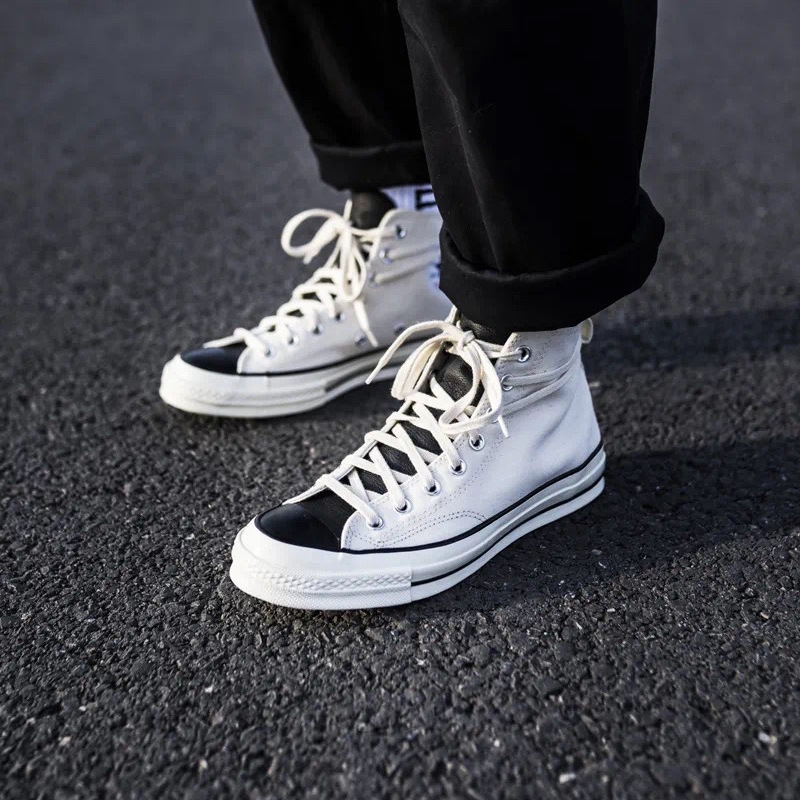 23春季新款fog联名高帮帆布鞋女essentials黑白休闲板鞋男纯原灰