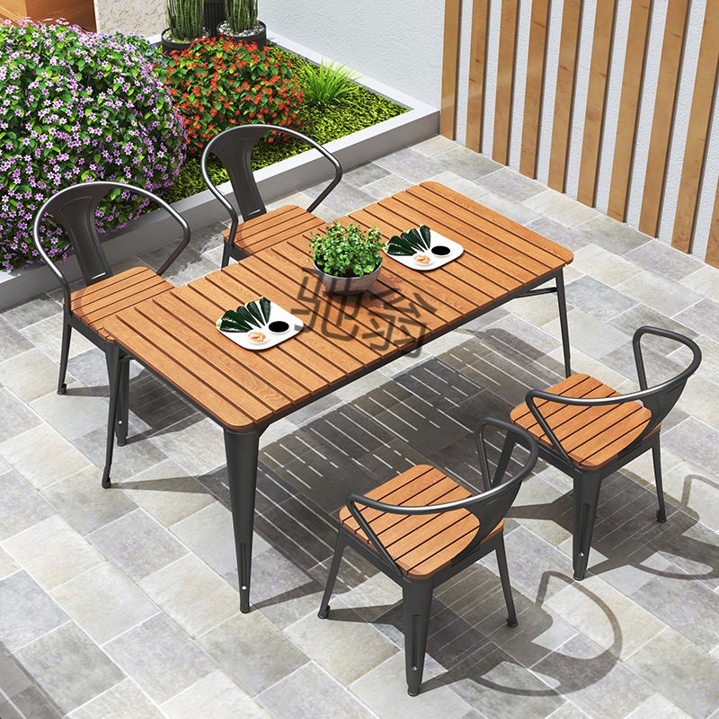 zzd户外桌椅露天防雨防晒庭院阳台室外桌椅组合商用夜市露营实木-阿里