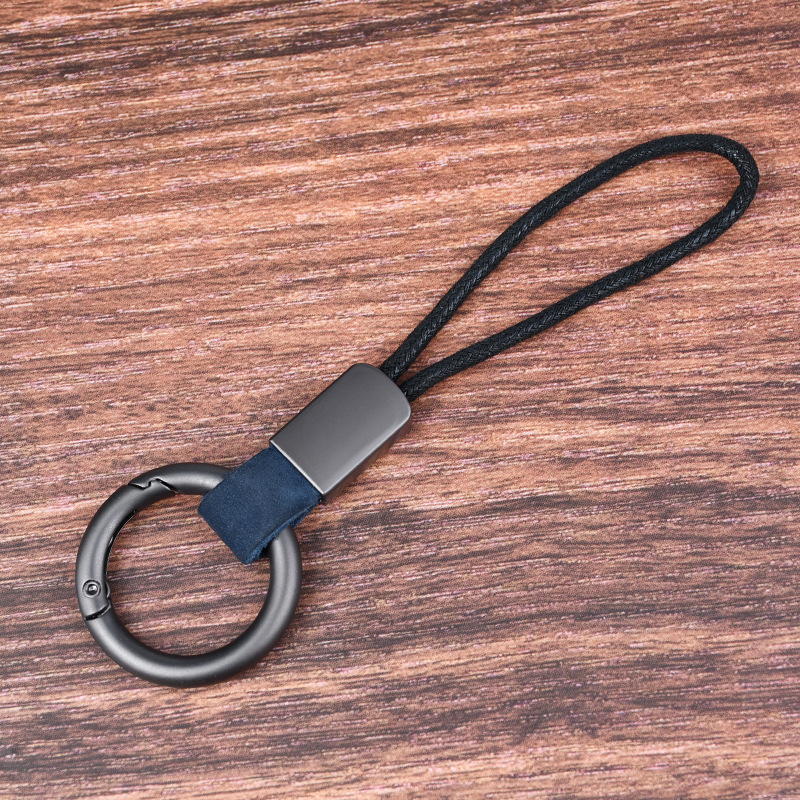 Creative Wax Rope Car Key Ring Genuine Leather Vegetable Tanning Leather Broken Ring Man Waist Mounted Anti-Lost Key Pendant Gift