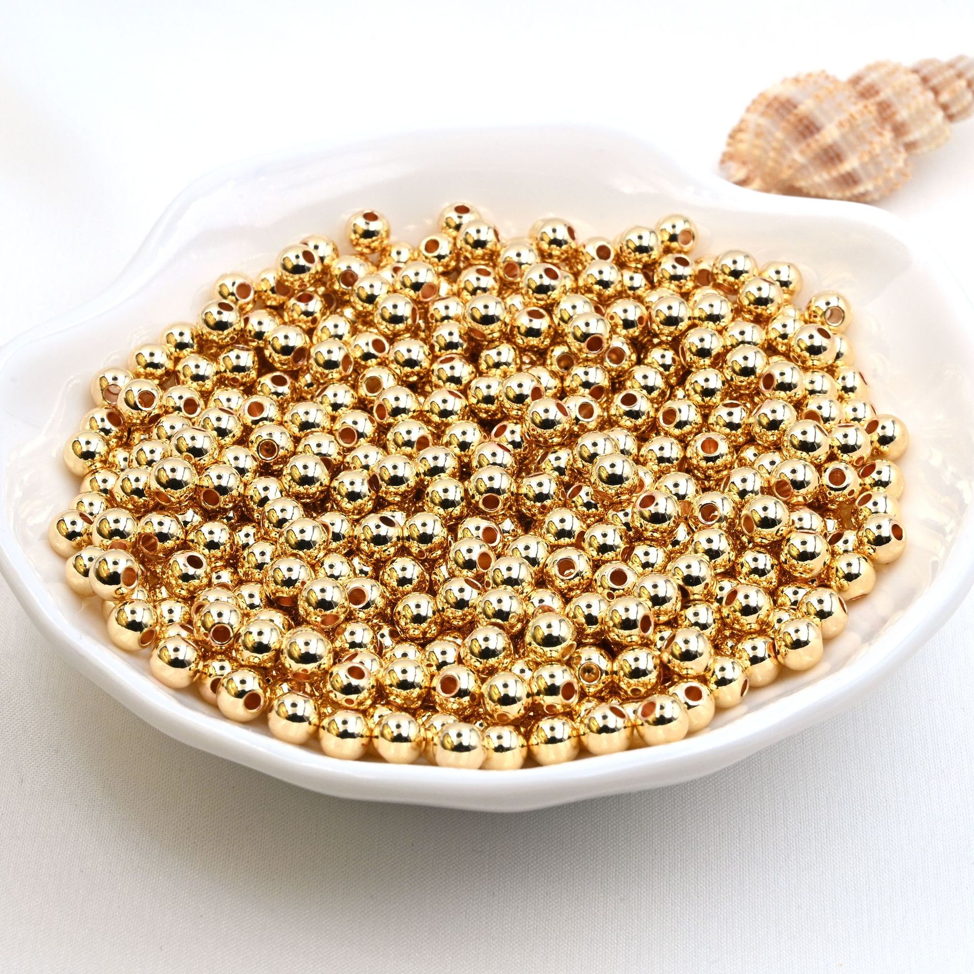 14k 18k包金保色珠子转运隔珠小金珠光面实心diy饰品串珠配件散珠