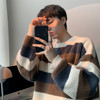 sweater Autumn and winter solar system Hit color stripe T-shirts Sweater Retro Korean Edition Easy Lazy Sweater