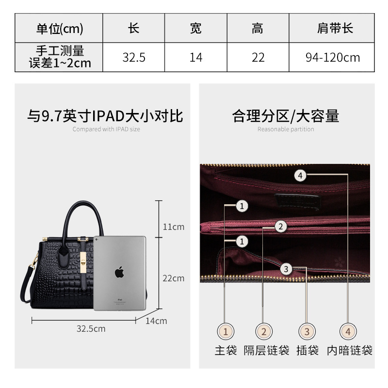 Genuine Leather All-Match Women's Middle-Aged Mom Tote Bag 2024 New Fashion Elegant Top Layer Cowhide Handbag Women