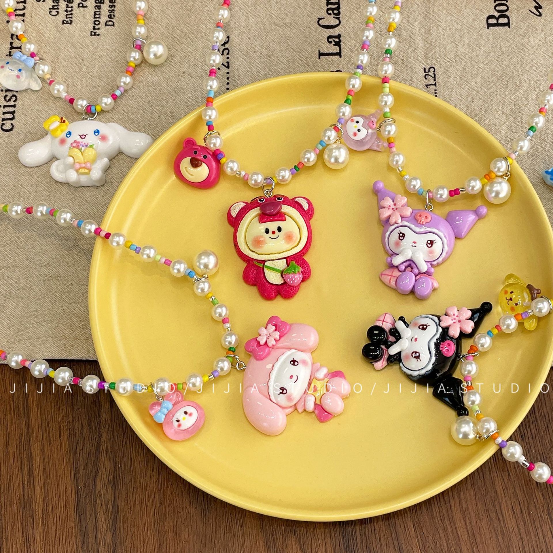 儿童配饰卡通可爱库洛米串珠项链甜美草莓熊吊坠儿童