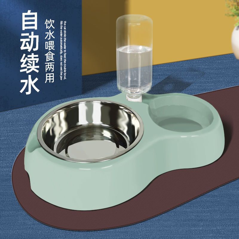 宠物喂食器 多功能猫咪喂水双碗 小型犬狗盆不锈钢猫碗厂家批发