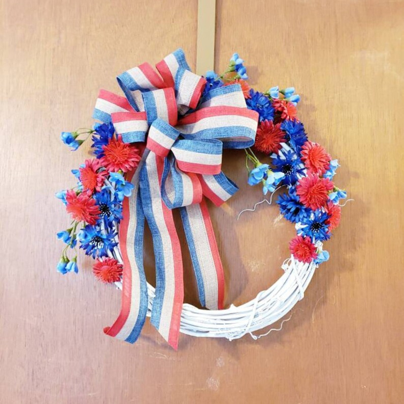 跨境新品独立日花环美国节日前门装饰手编居家壁挂挂饰复活节布置