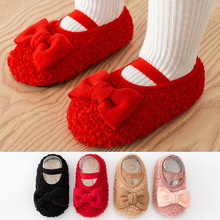宝宝地板袜婴儿袜子泰迪绒面加厚学步秋冬室内加绒女童袜子鞋