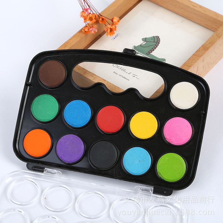 Gouache Wholesale Portable 12-Color Box Children's Painting Paint Set Gouache Solid Watercolor