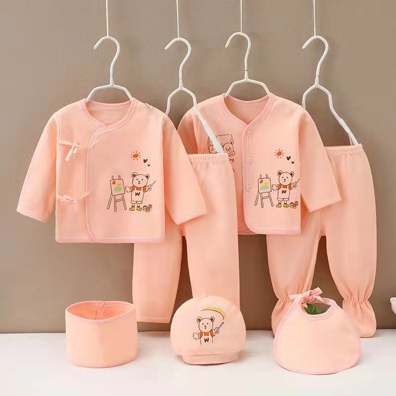 Plastic Bag Cotton Newborn Seven-Piece Newborn Baby Rompers Baby Match Sets Clothing Supplies Gift Bag