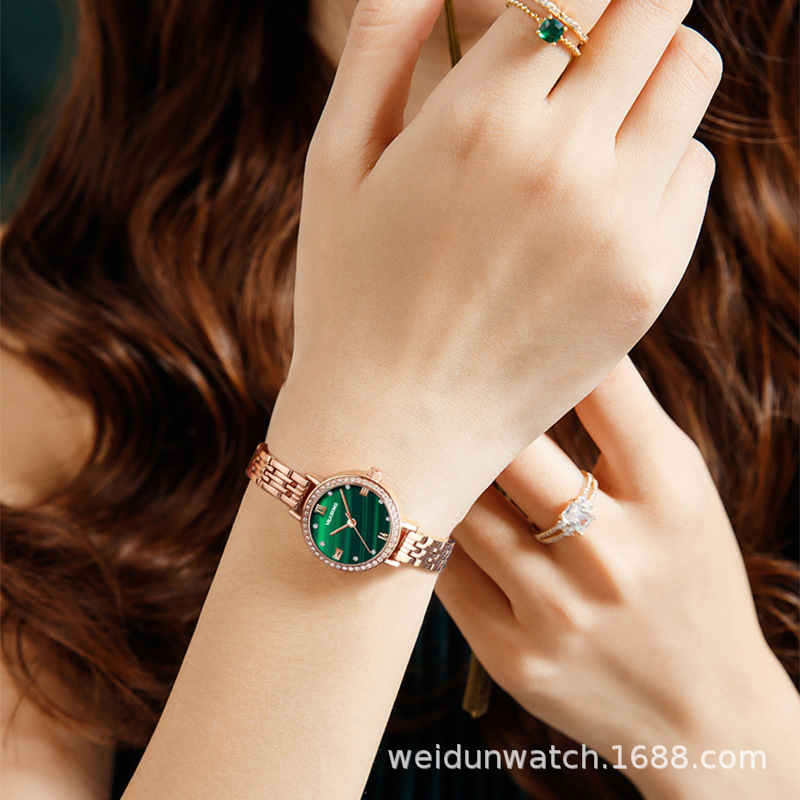 一件代发抖音网红直播同款威顿小绿表星空手表女士防水钢带时尚女