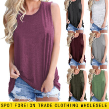 亚马逊eBay夏季批发女装 外贸欧美时尚宽松大码T恤夏季性感背心衫