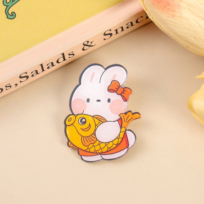 Cartoon Mengmeng Bunny Acrylic Brooch Schoolbag Pencil Case Clothes Accessories Badge