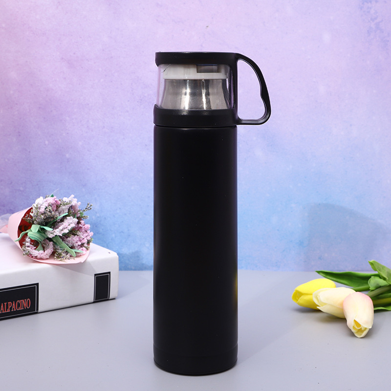 Creative 304 Stainless Steel Vacuum Cup Outdoor Sports Water Cup Student Portable Dual-Use Cover Water Cup Gift Cup Wholesale
