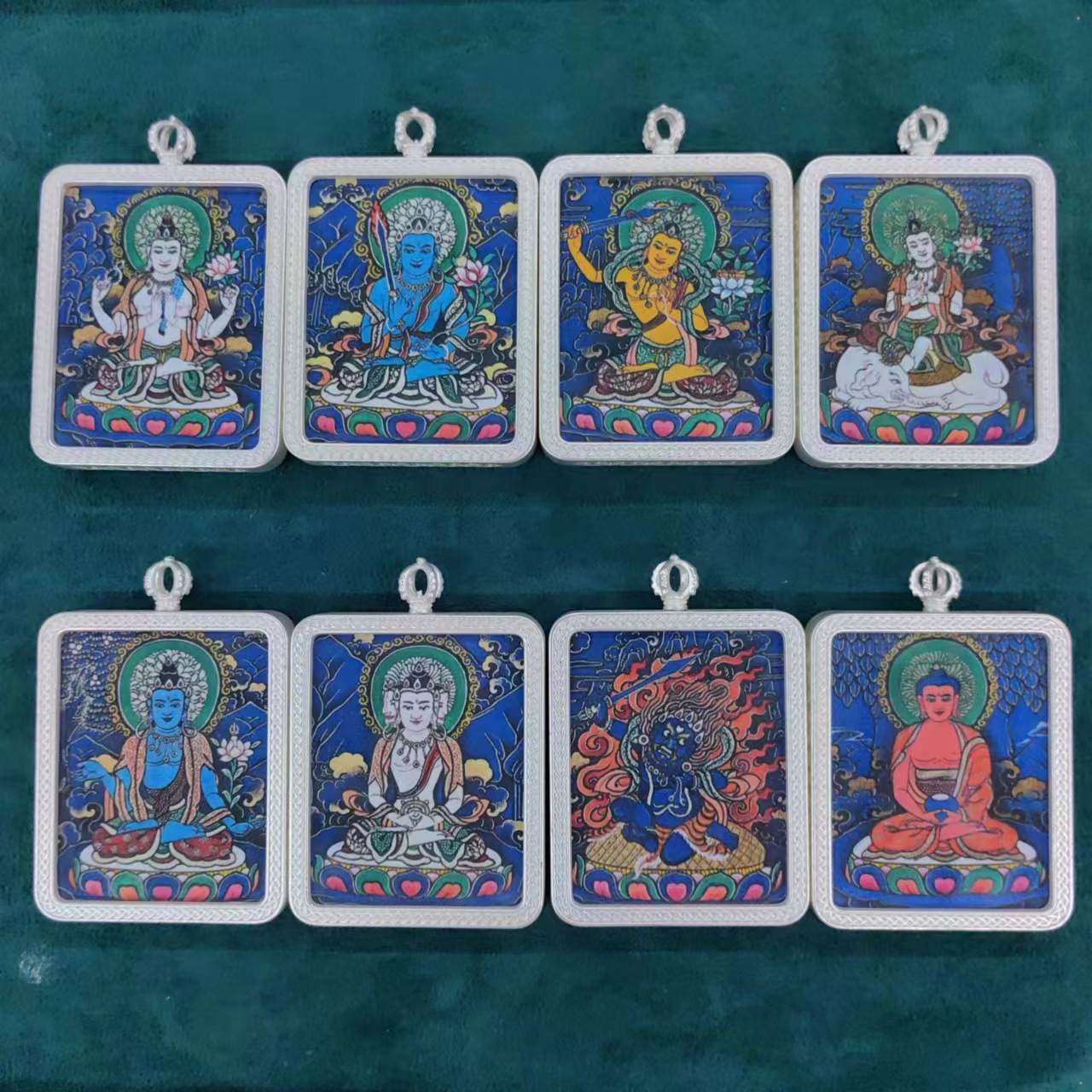 新款蓝唐八大守护神唐卡吊坠随身小唐卡挂坠坠批发旅游纪念礼品