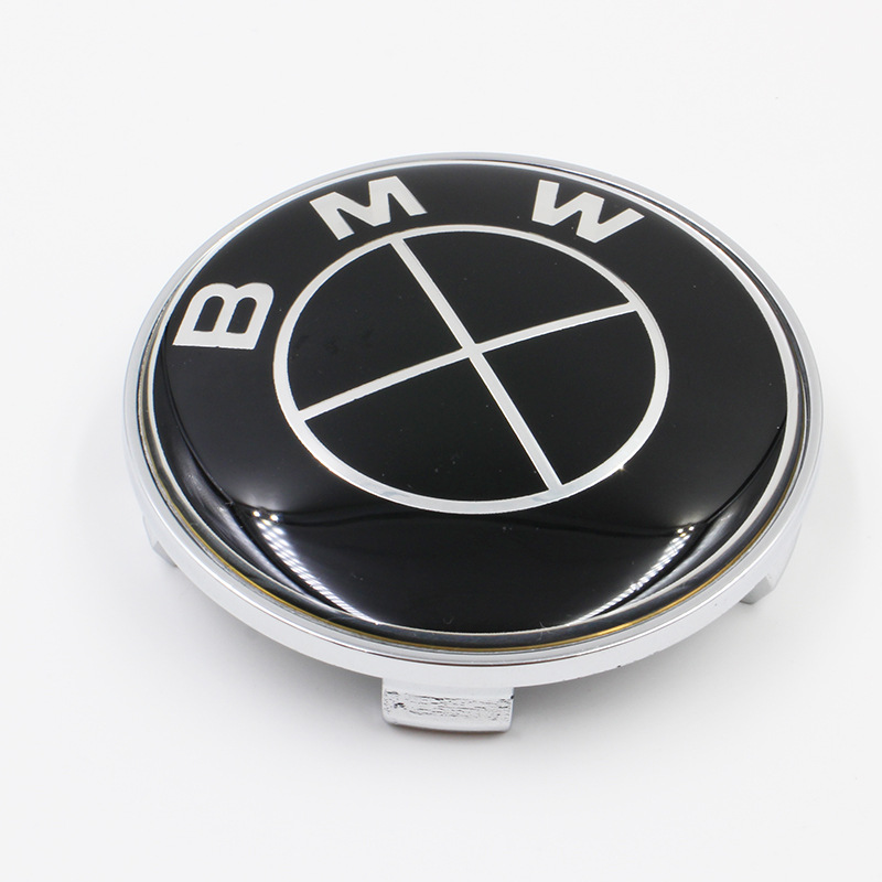 厂家直销 适用于宝马车标82mm机头盖前标 全黑滴胶轮毂盖车标68mm
