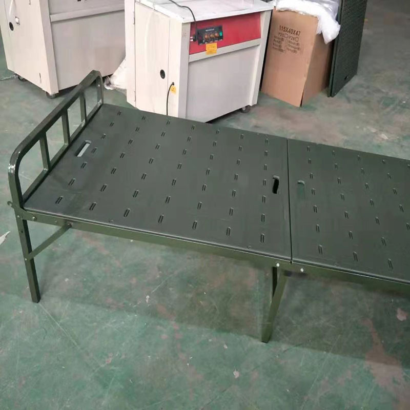 两折床钢塑行军床军绿色便携式午睡床野外吹塑单人床午休折叠床